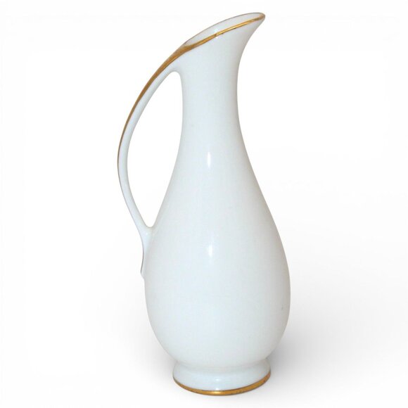 Miniature Violettas Art Hawaii Ceramic Vase Red Floral Design & Gold Accent Trim - Picture 4 of 6